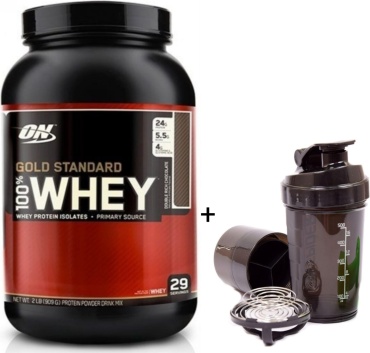 Optimum Nutrition whey gold standard 900g+шейкер 500мл двойной шоколад 909 г