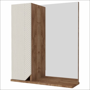 Шкаф зеркальный навесной AVK Furniture 1дверь +зеркало Аида, 60x17.5x70 см, бежевый, коричневый