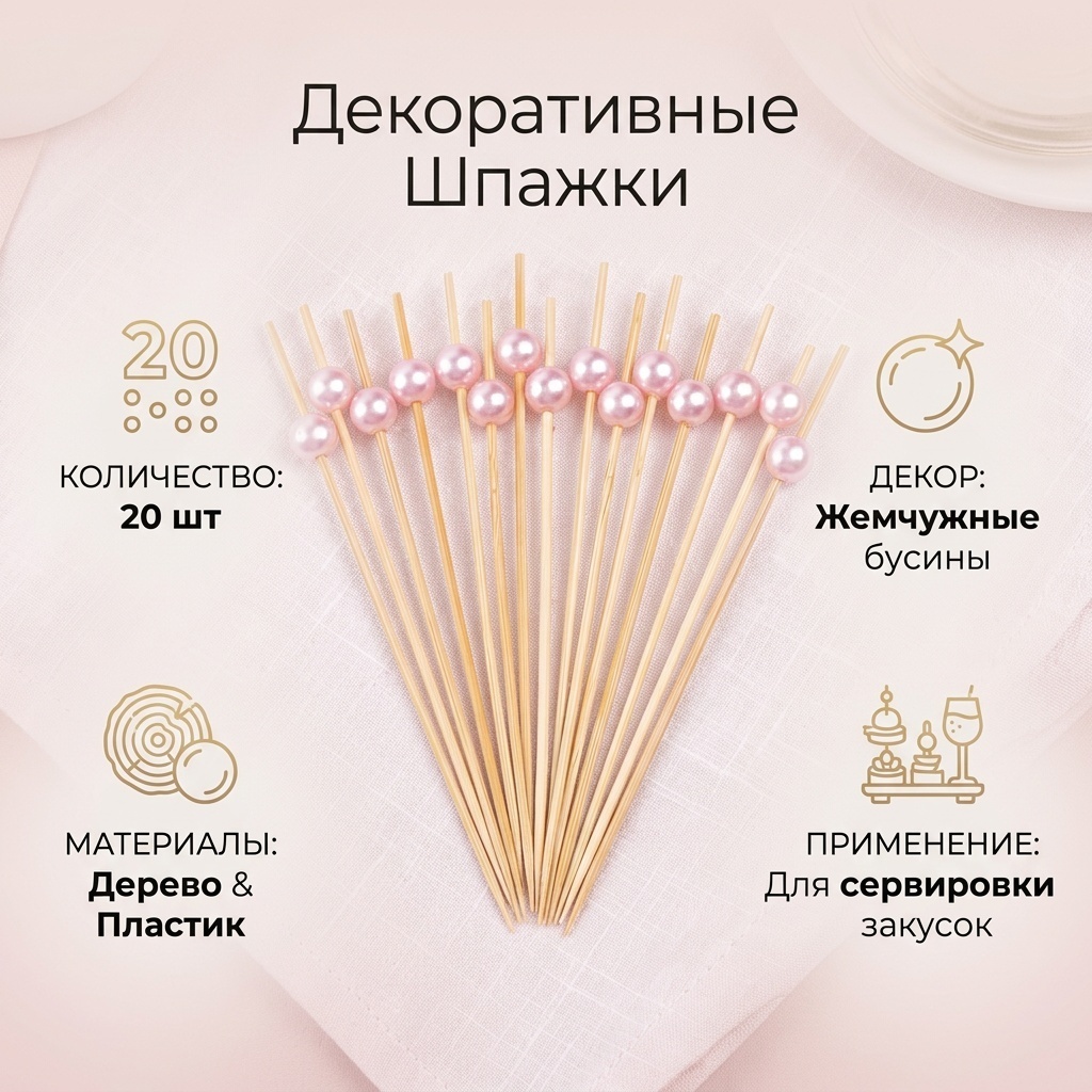 Шпажки 9050 розовый 20 шт