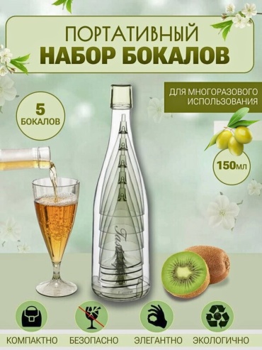 Набор бокалов ORGIN 155 мл, пластик, 5 шт
