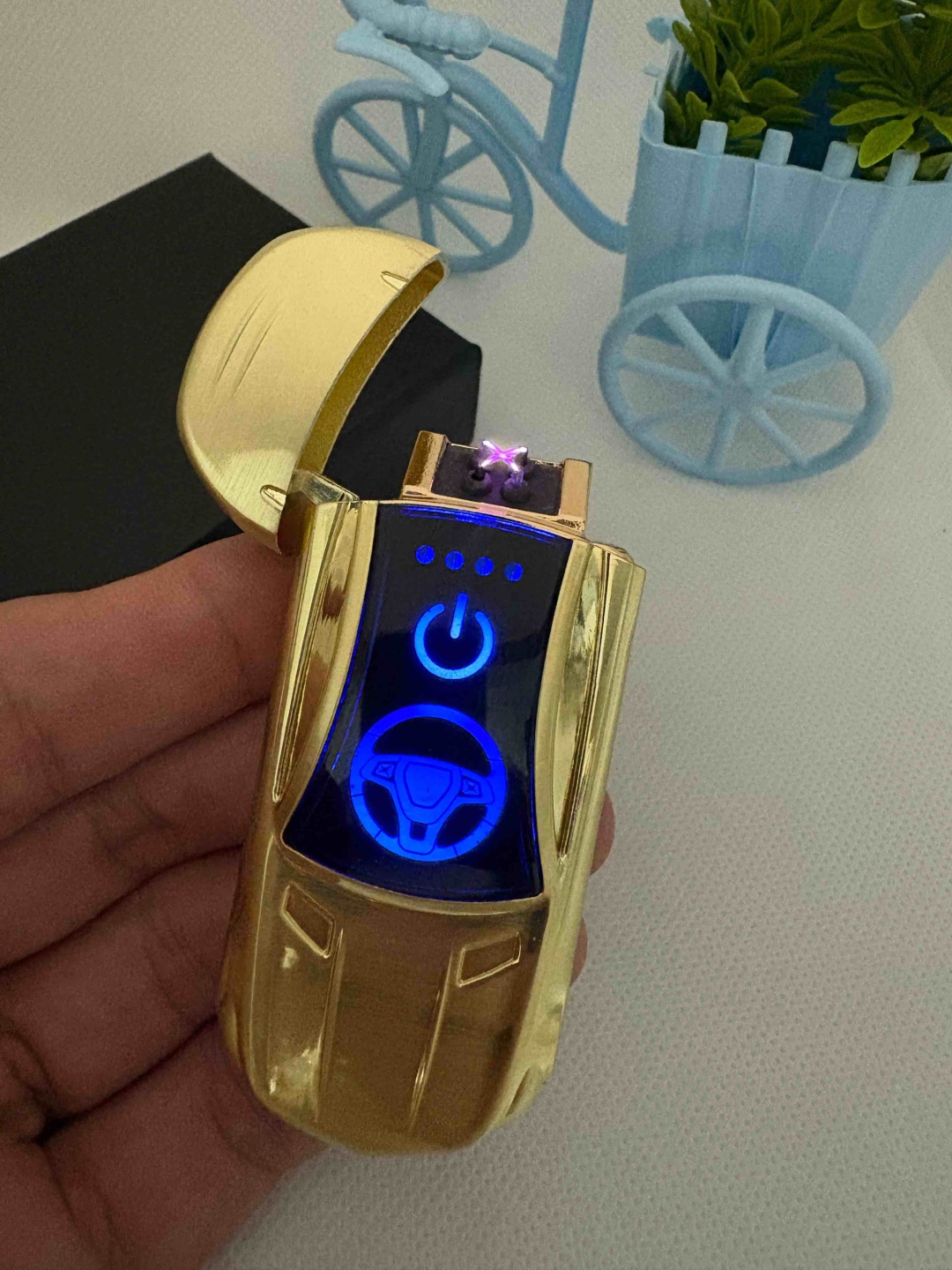 Lighter электронная зажигалка Gold car lighter, ABS пластик, металлический сплав