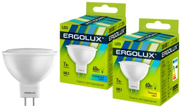 Ergolux 7W GU5.3, светодиодная, теплый белый
