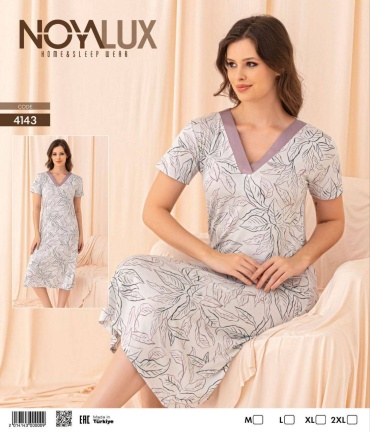Ночная сорочка Noya Lux белый, сиреневый
