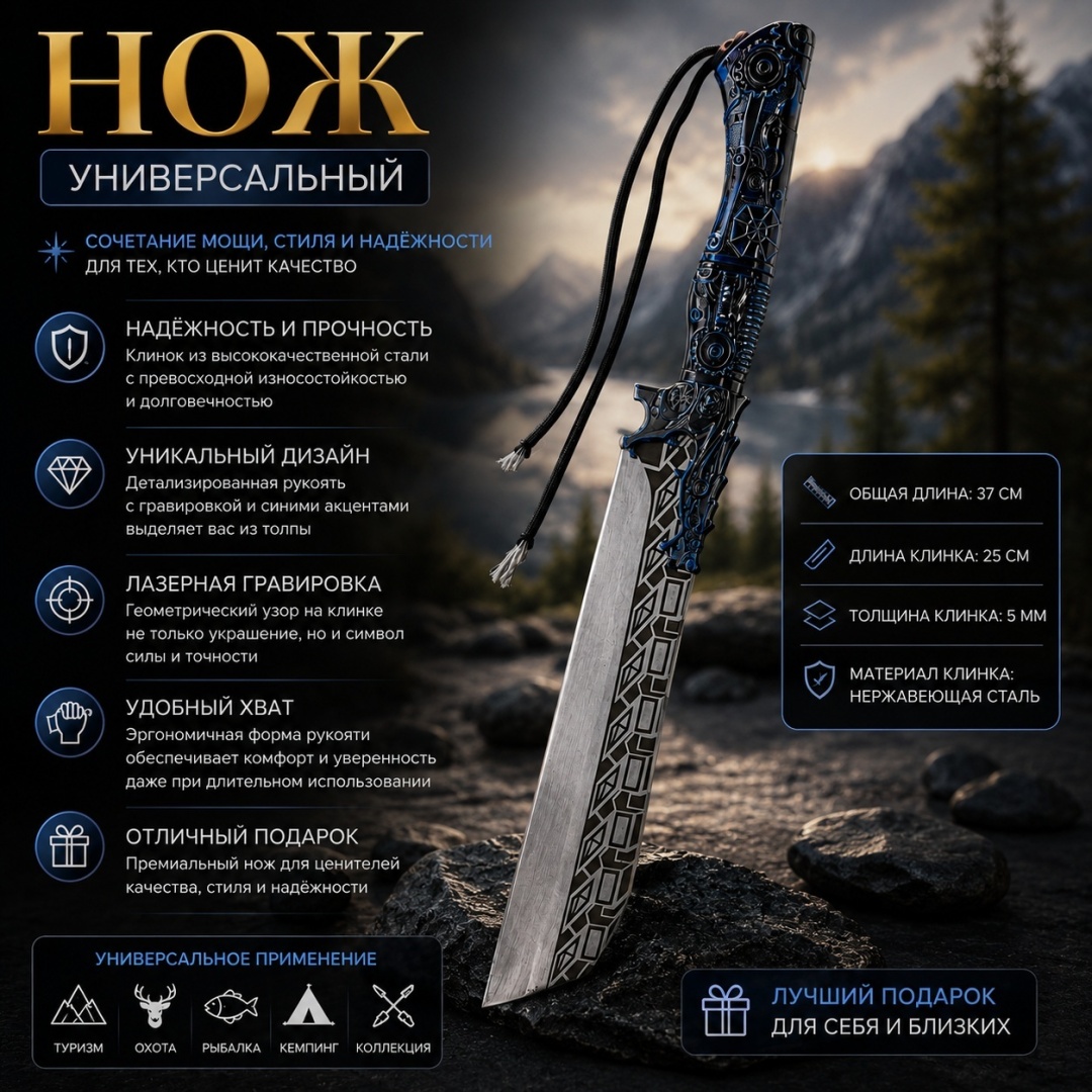 Нож универсальный M&K, лезвие: сталь 1 шт