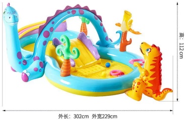 Бассейн надувной Dinosaur Water Play Center, 250x250x60 см