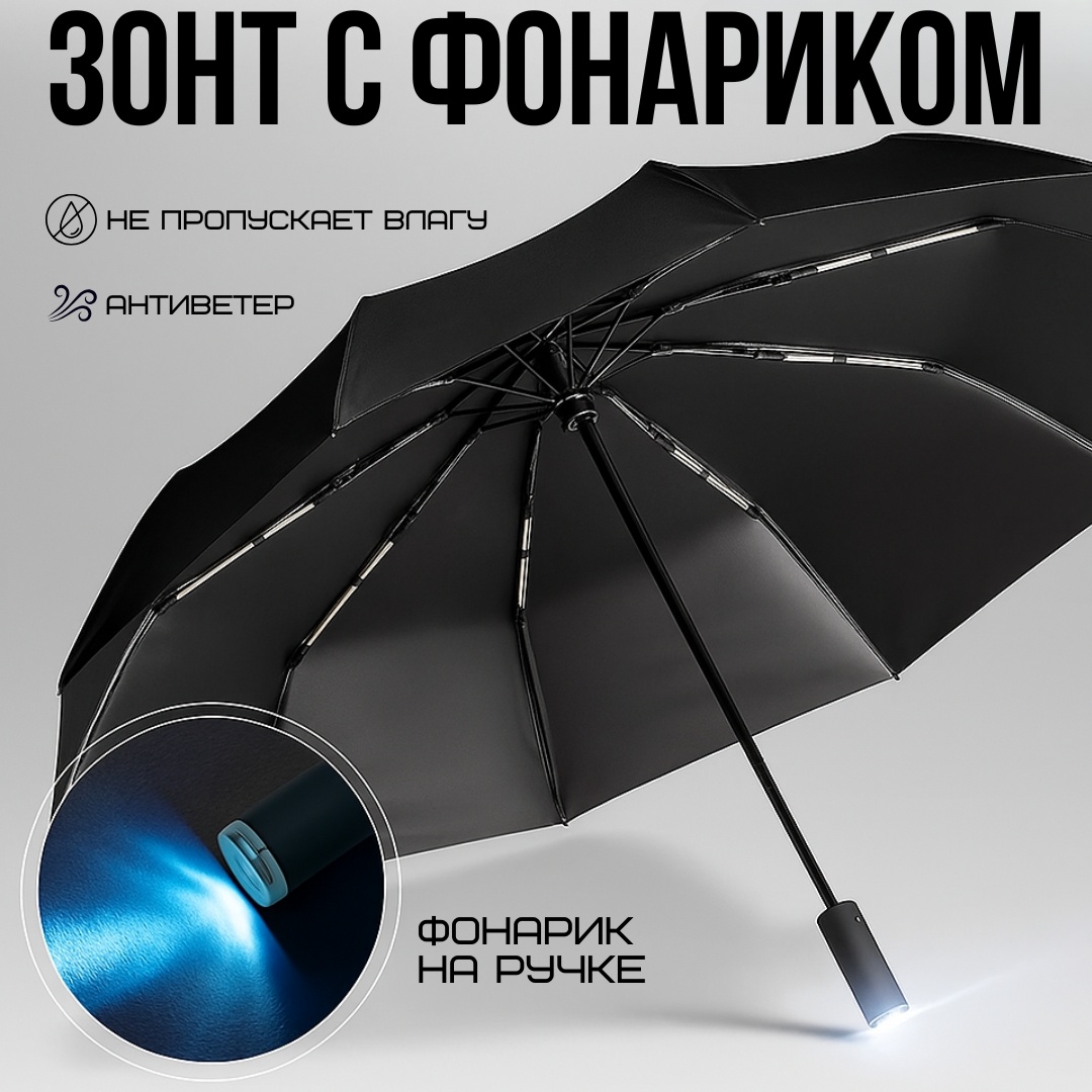 Складной зонт Sport Fit автомат черный