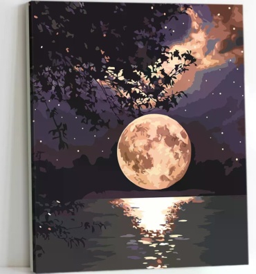 Картина по номерам Happy hobby Лунная ночь холст на подрамнике 50x40 см