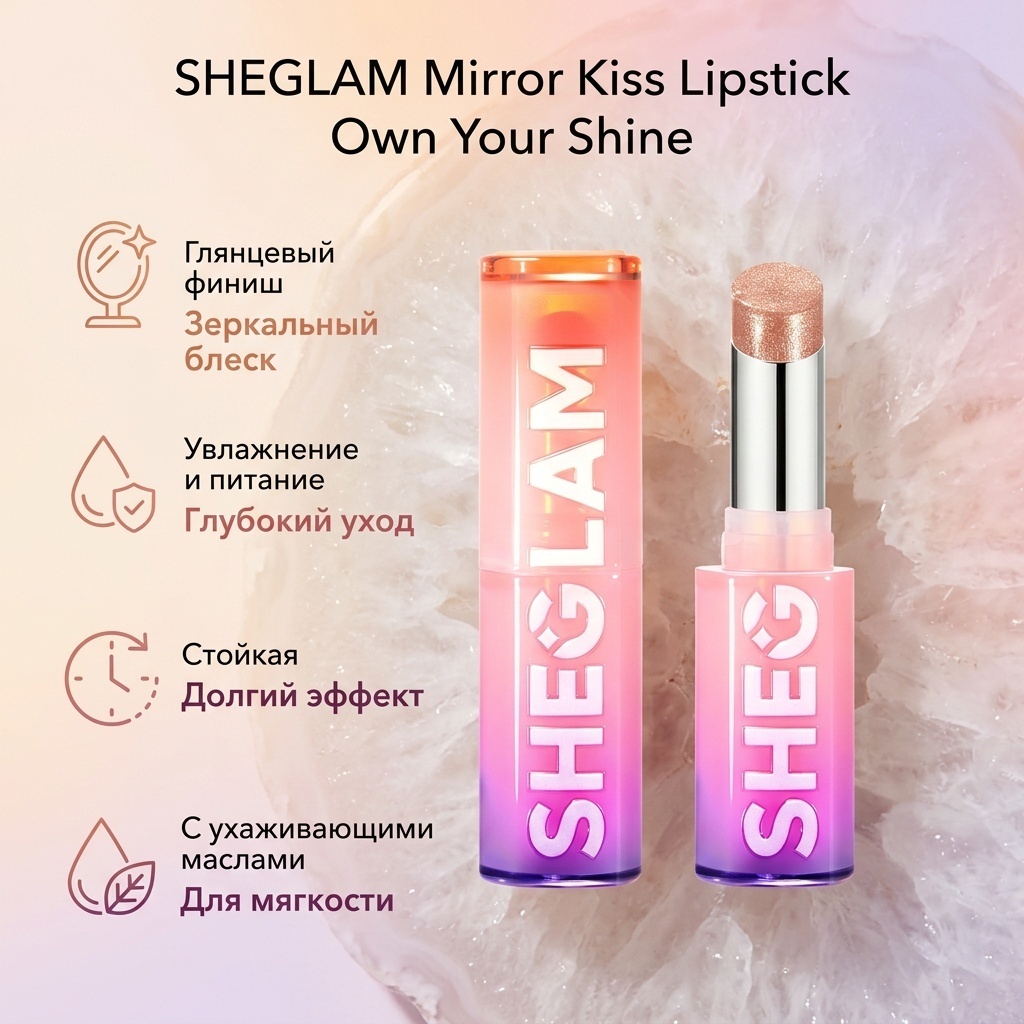 SHEGLAM Mirror Kiss High-Shine Lipstick помада Own Your Shine