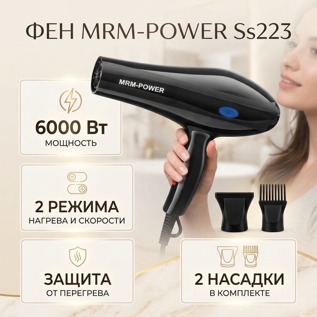 MRM-POWER Ss223 фен черный