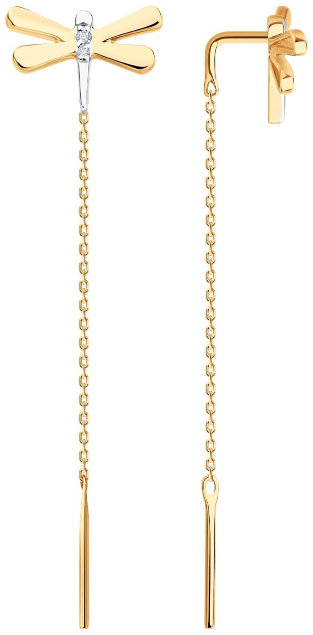 Серьги-цепочки Diamant 51-123-02854-1 вес 1.63 г золото, фианит