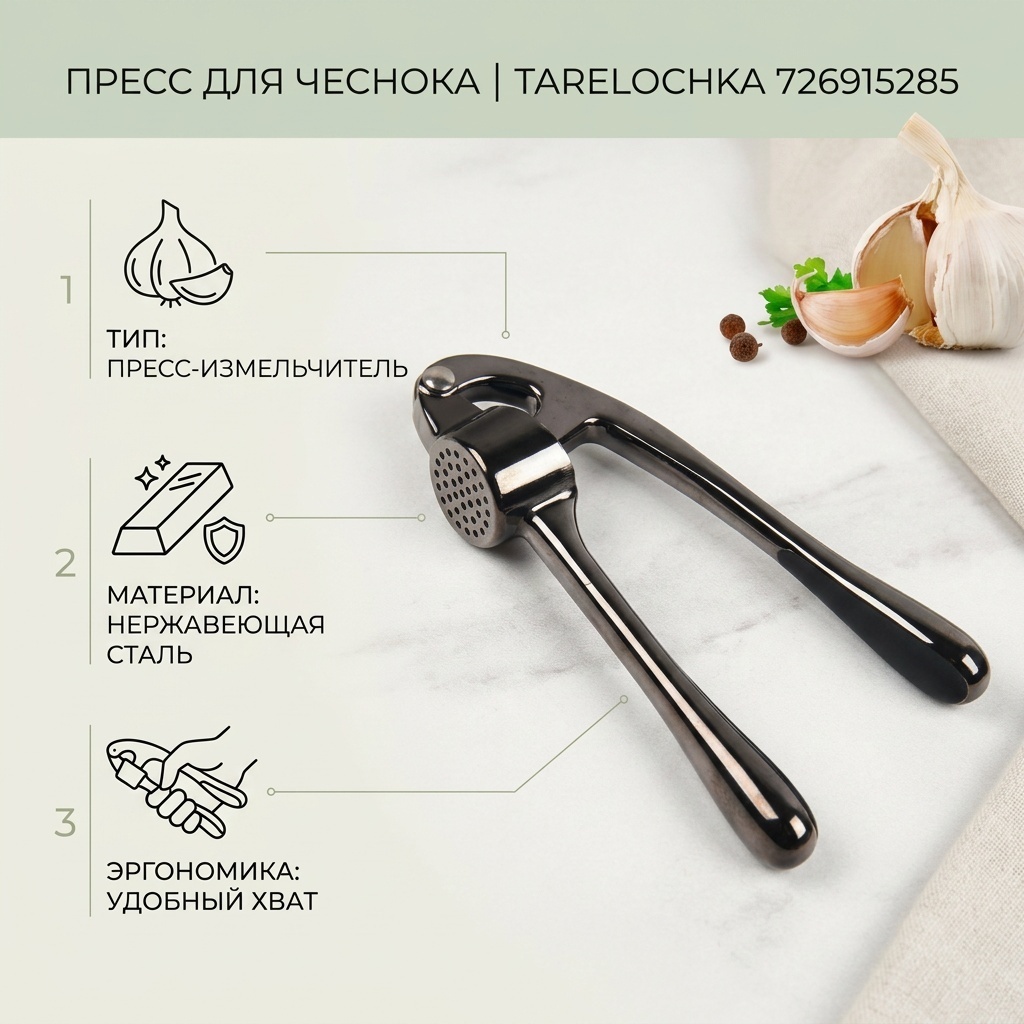 Пресс для чеснока нержавеющая сталь, 1 шт