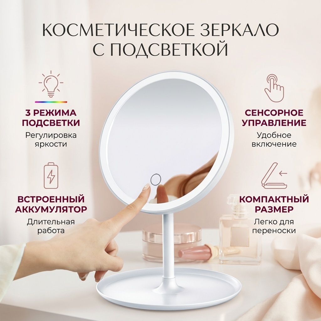 Зеркало настольное косметическое 19