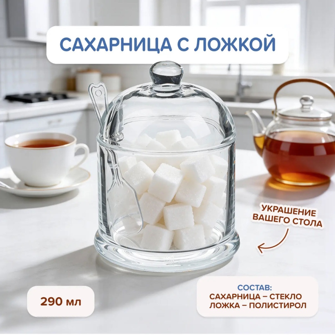 O'Kitchen сахарница Сахарница с ложкой, O'Kitchen, 290 мл 1 шт, стекло