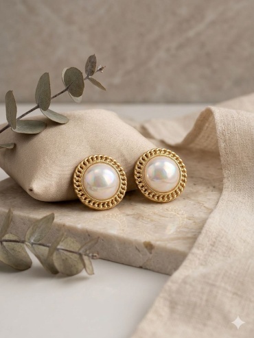 Серьги ACCESSORIZE титан, стразы, искусственный жемчуг
