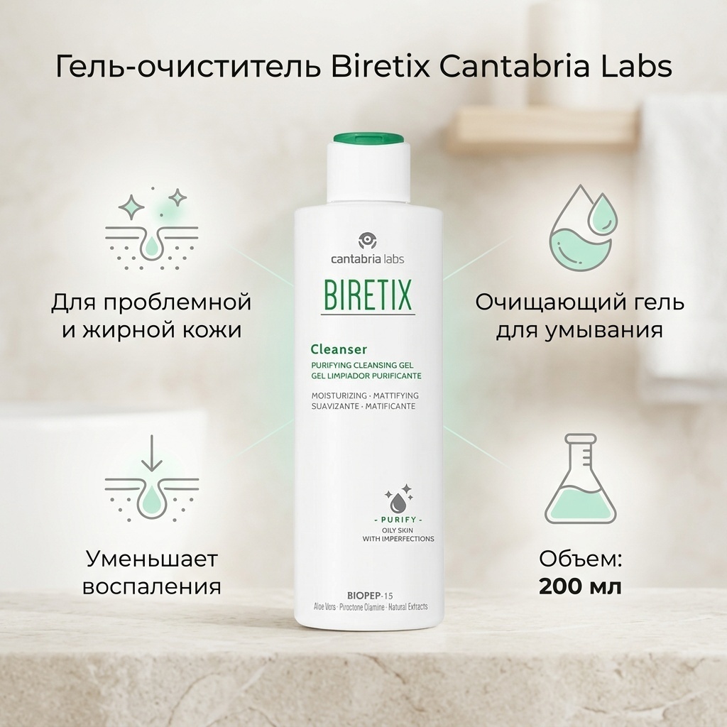Cantabria Labs Biretix cleanser 200 мл гель 200 мл