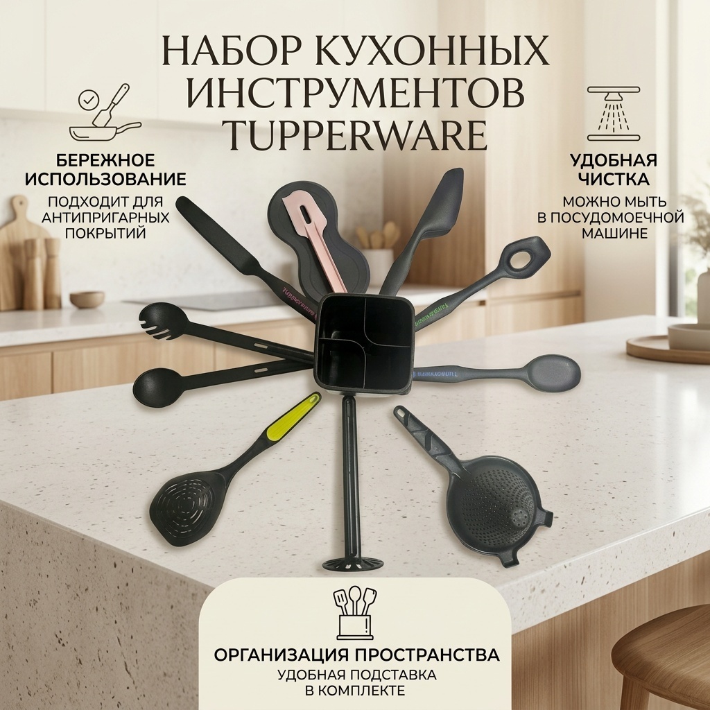 Набор кухонных инструментов Tupperware силикон, полипропилен, 11 шт