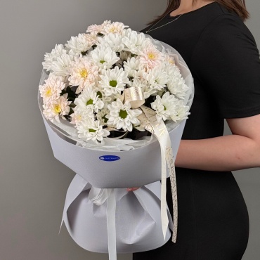 Art Flowers моно-букет с открыткой хризантема 7 шт 50 см