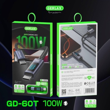 Кабель GERLAX USB TypeC (M), 1 м, GD60T черный