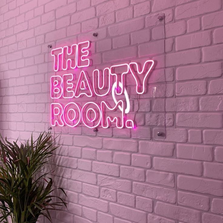 Неоновая вывеска настенный The beauty room, розовый