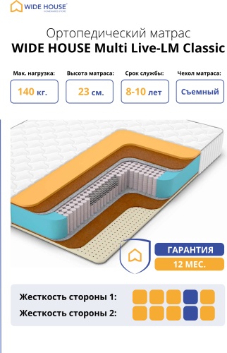 Матрас WIDE HOUSE Multi Live-LM Classic, 180x195x23 см
