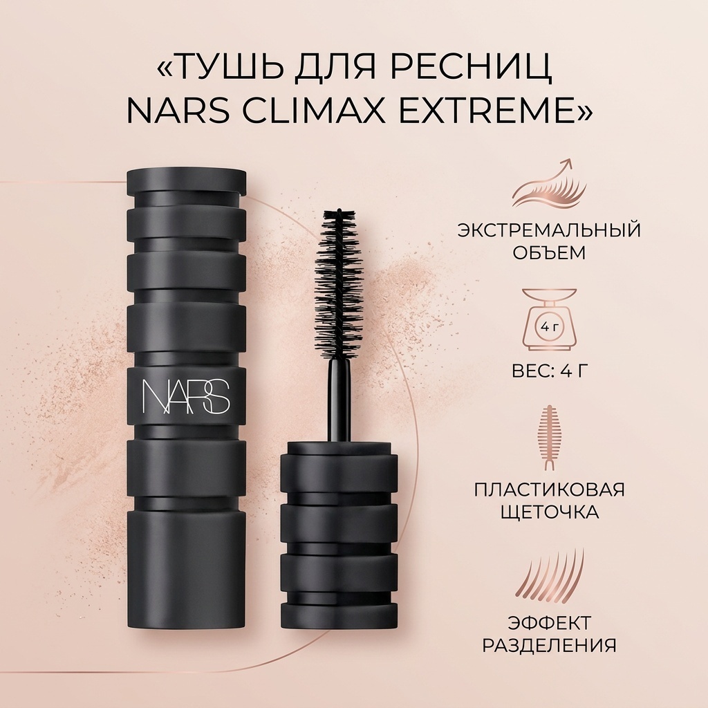 Тушь для ресниц NARS Мини тушь для ресниц Climax Extreme для объема черный