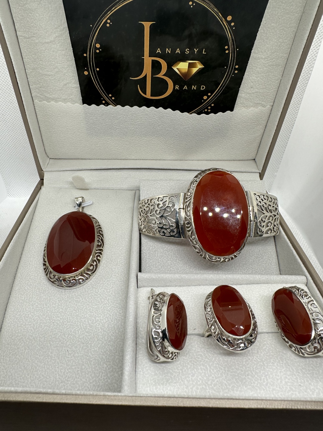 JANASYL Brand JB007 вес 86 г серебро, сердолик