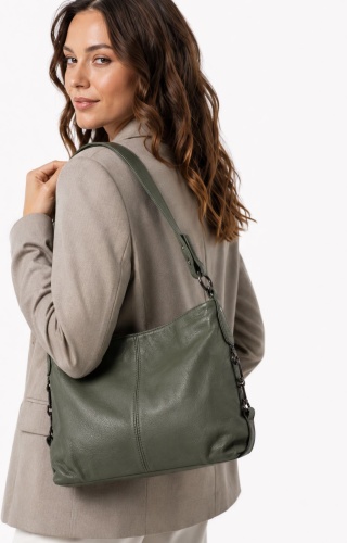 Сумка хобо GPbags натуральная кожа зеленый, изумрудный