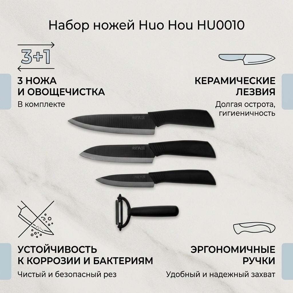 Набор ножей Huo Hou HU0010, лезвие: керамика 3 шт