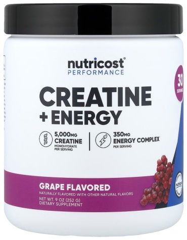 Креатин Nutricost Creatine + Energy виноград 252 г