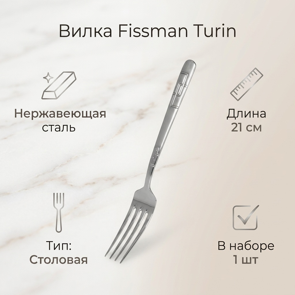 Вилка Fissman 1 шт, серебристый Turin 3475