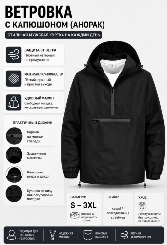 Ветровка черный