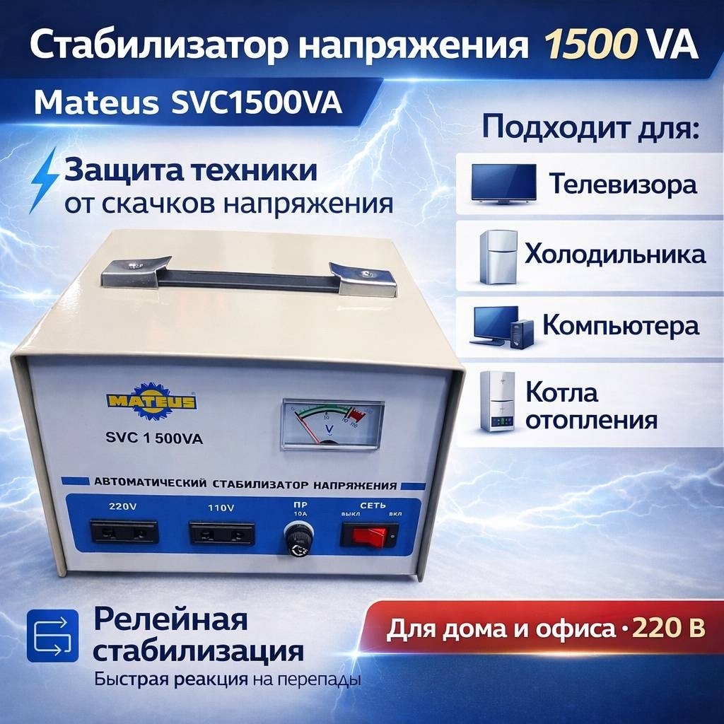 Стабилизатор напряжения Mateus SVC1500VA