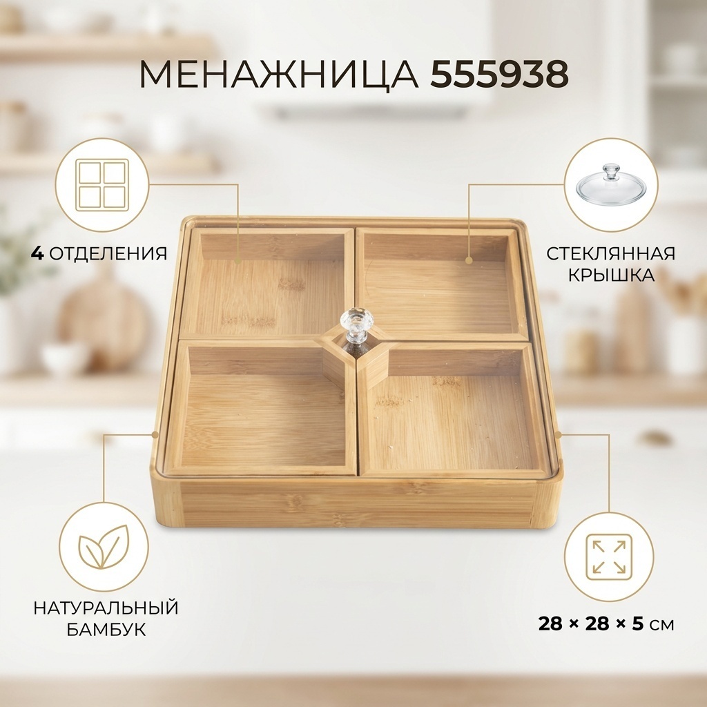 Менажница 555938 квадратная 1 шт