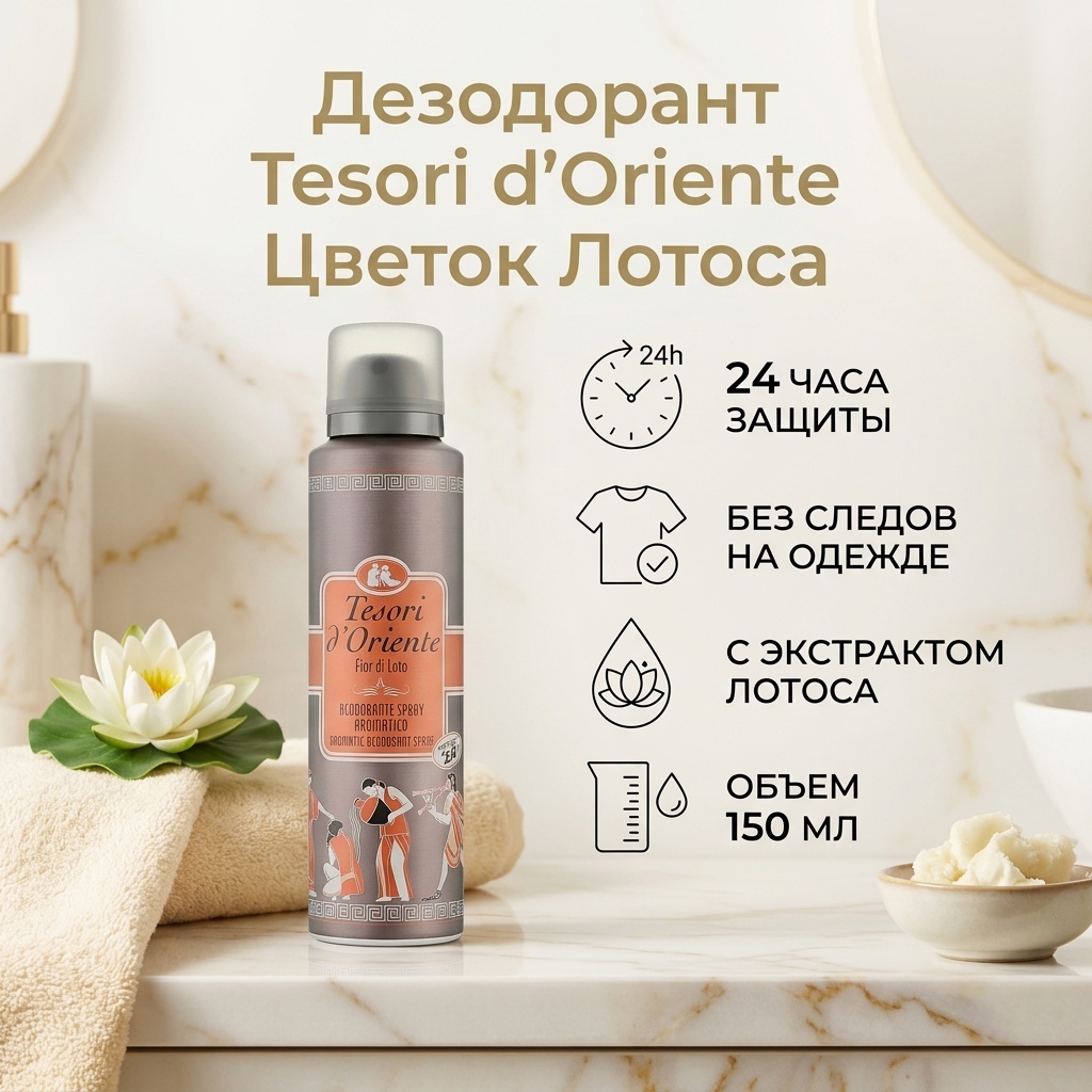 Tesori d’Oriente Цветок лотоса и масло ши дезодорант для женщин 150 мл