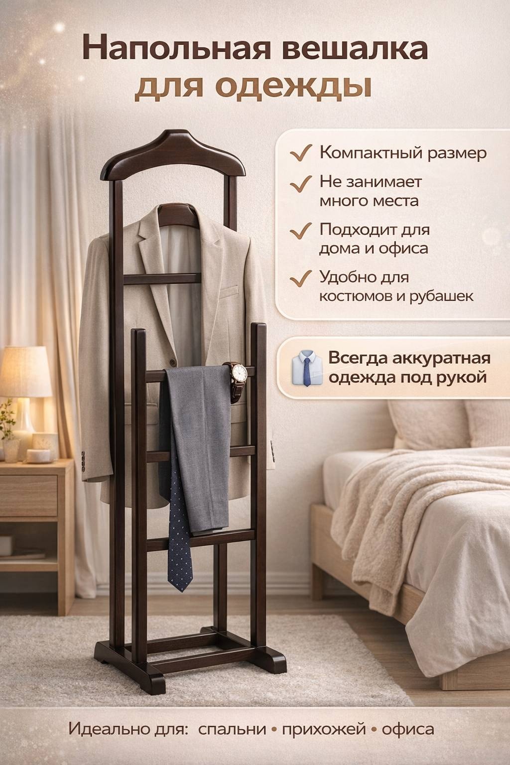 Вешалка 17184255_204481353 коричневый 1 шт