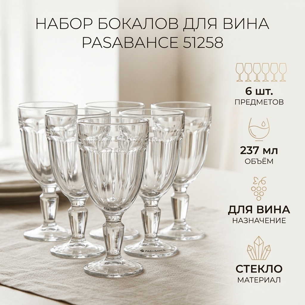 Набор бокалов Pasabahce 237 мл, стекло, 6 шт