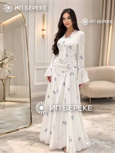 Вечернее платье 1001 ночь белый, голубой