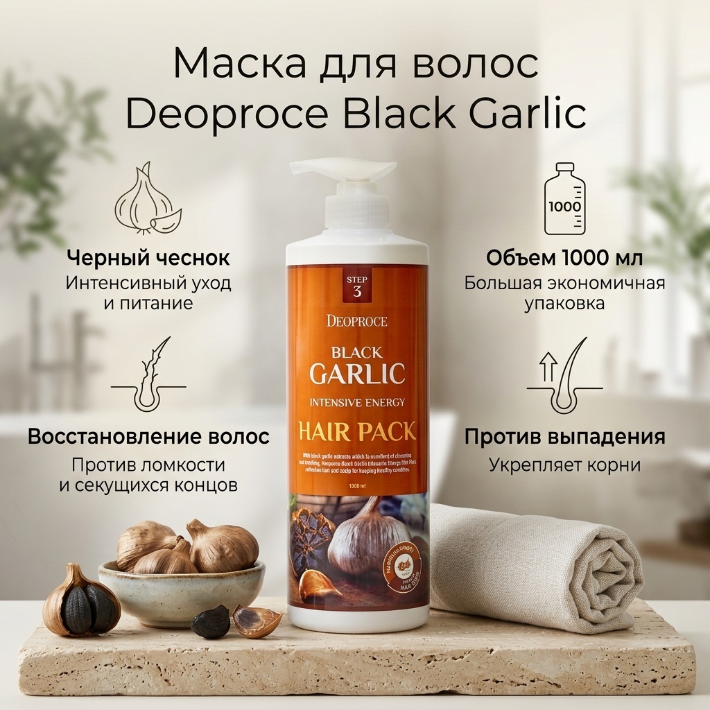Deoproce Black Garlic Intensive Energy Hair Pack маска 1000 мл