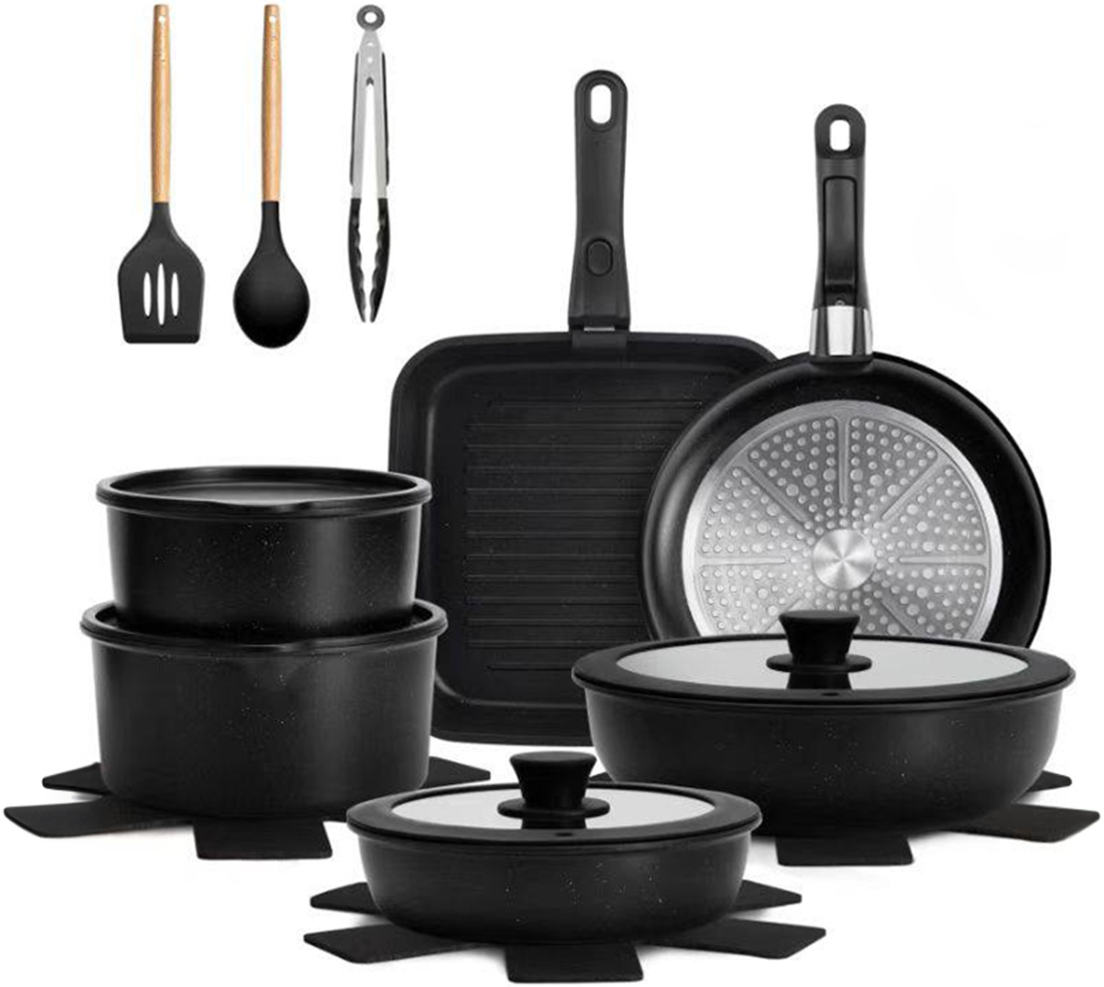Yoto смешанный набор Kitchen Cookware Set черный 20 в 1