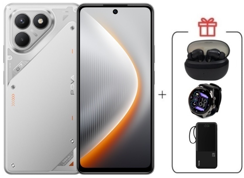 Смартфон TECNO Pova 7 Neo 8 ГБ/256 ГБ серебристый + подарок