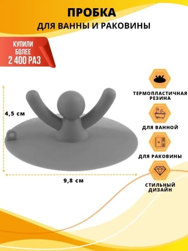 Пробка в ванную Рыжий кот серый