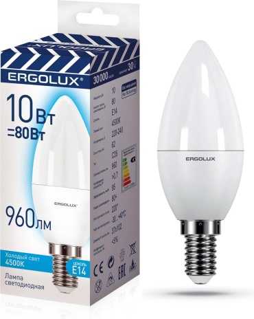 Ergolux 10W E27, светодиодная, естественный белый