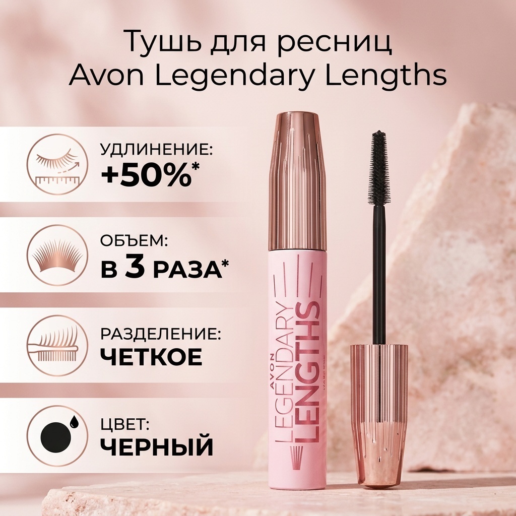 Тушь для ресниц Avon Avon Legendary Lengths удлиняющая, подкручивающая черный