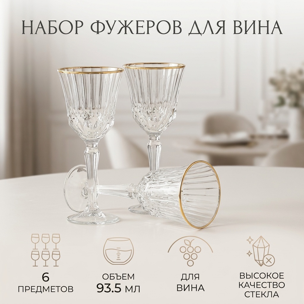 Набор стаканов 93.5 мл, стекло, 6 шт