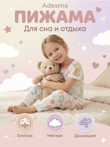 Пижама Adesma белый, розовый