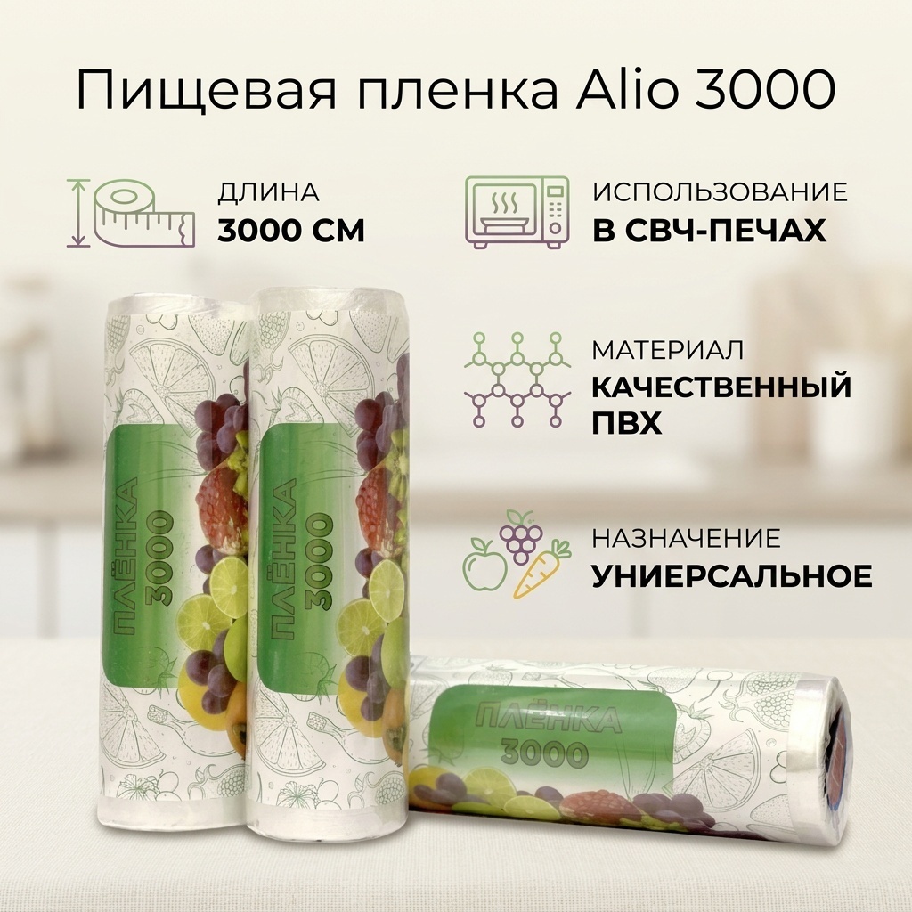 Alio пищевая пленка 3000 для фруктов и овощей, для хранения продуктов, универсальное