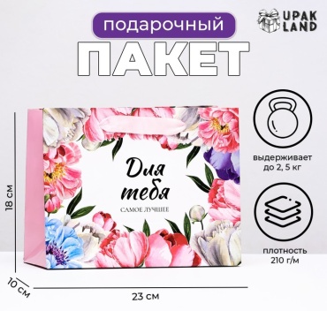 Подарочный пакет Цветочная композиция UPAK LAND 1 шт ламинированная бумага 18х23 см