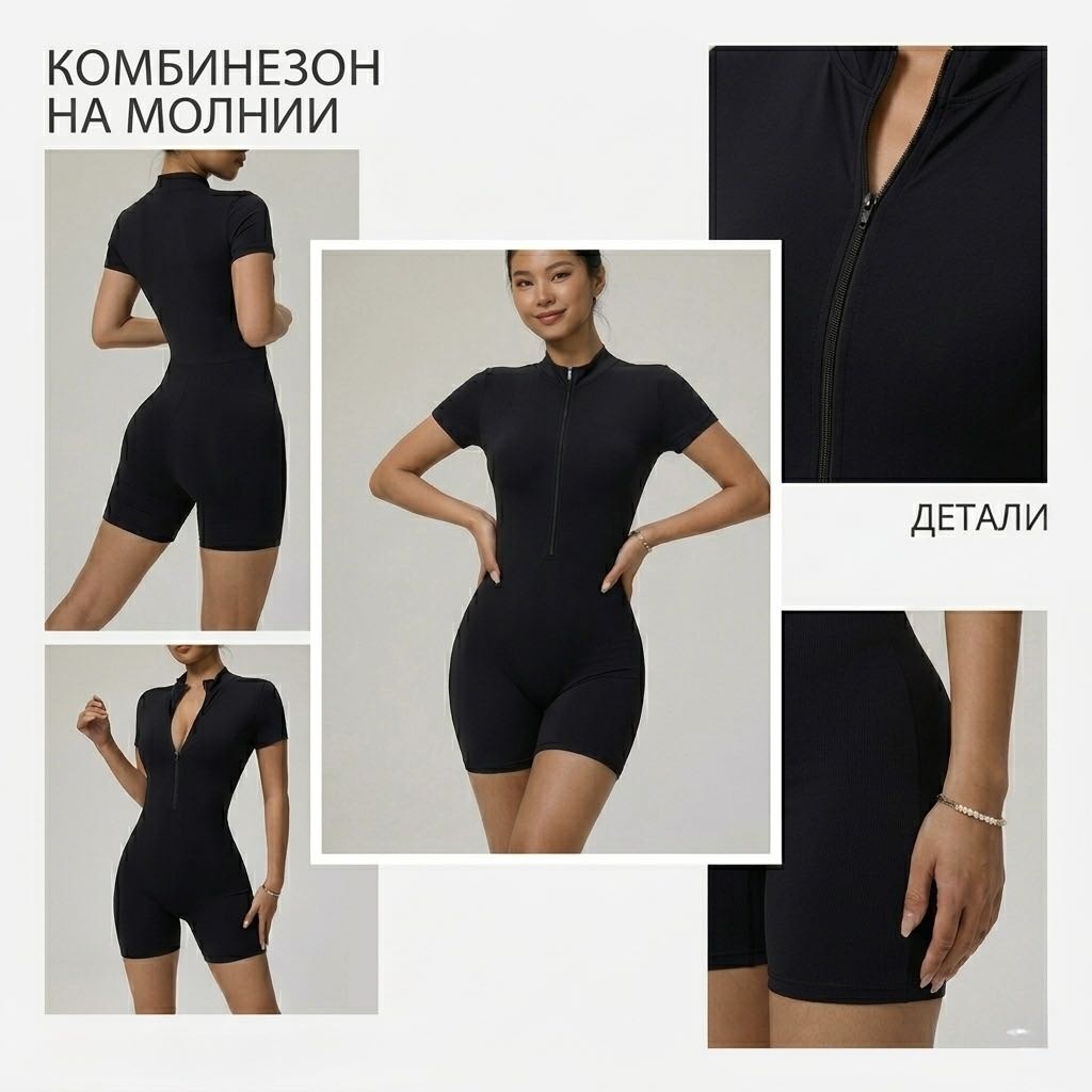 Фитнес-комбинезон черный