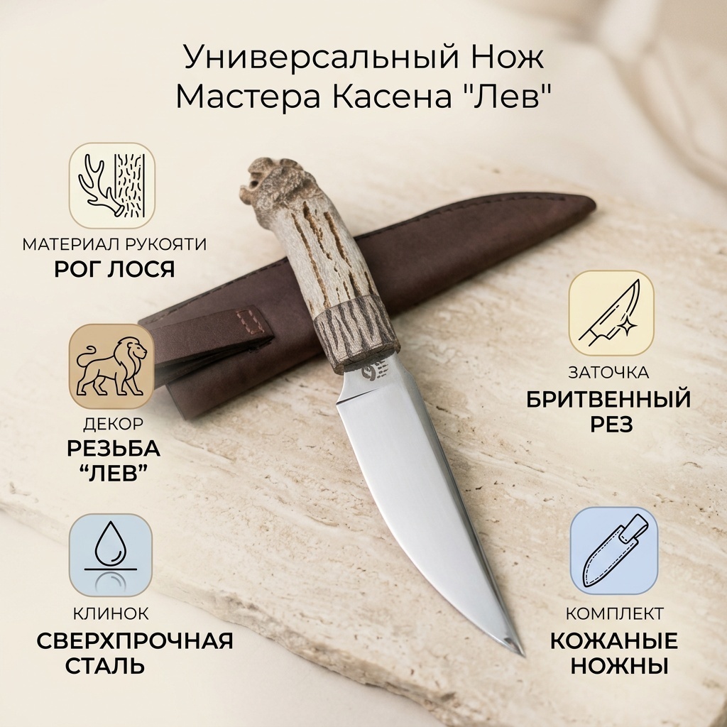 Нож универсальный Мастер Касен, лезвие: дамасская сталь 1 шт