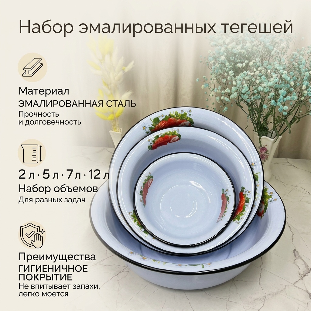 Тегеш 4 38х42 см, эмаль, эмалированная сталь, 4 шт